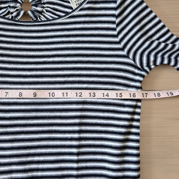 We The Free Dress Free People Striped Frenchie Tee Black and White Dress Sz SP - Picture 12 of 15